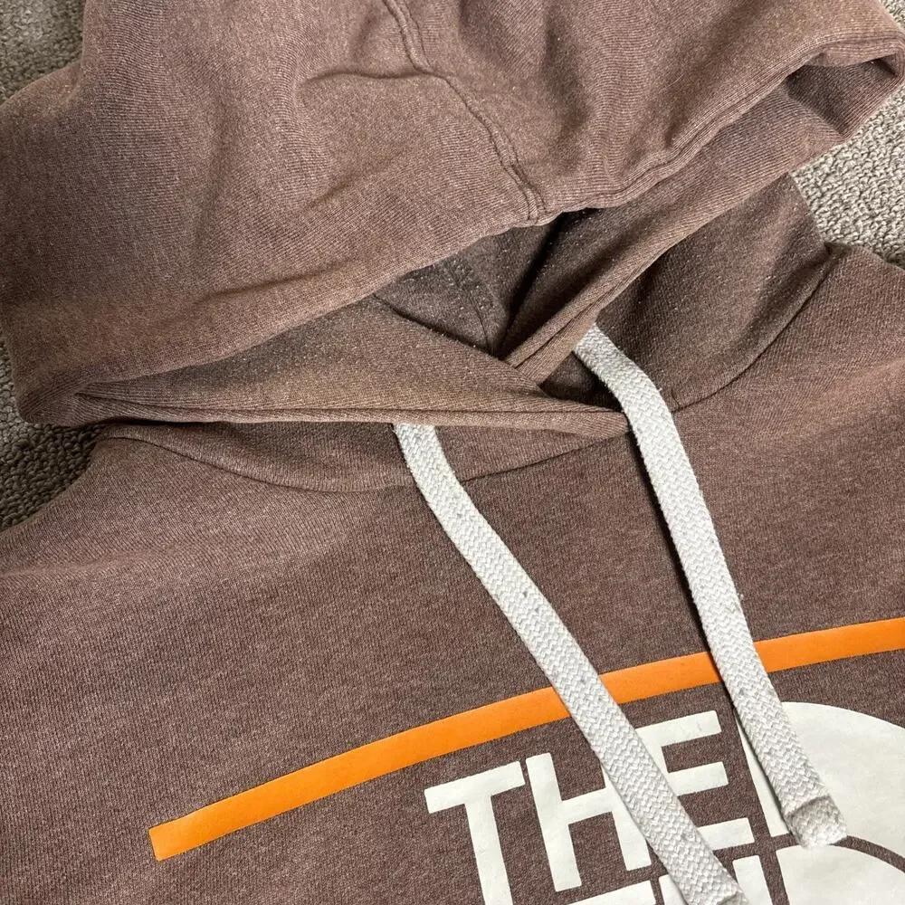 North face men’s Hoodie Sweatshirt Brown Big Text Small